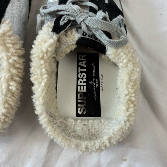 SOLD Golden Goose Sabot Super Star Slip on Shearling Sneaker Silver size 39 - Picture 11 of 15